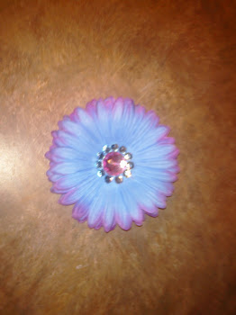 Blue w/purple tips Jewel flower clip