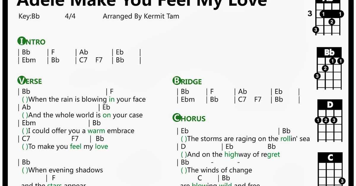 圍威喂 ukulele Adele Make You Feel My Love [ukulele譜]