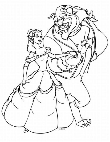 Princess Belle Beauty and The Beast Coloring Pages | Team colors