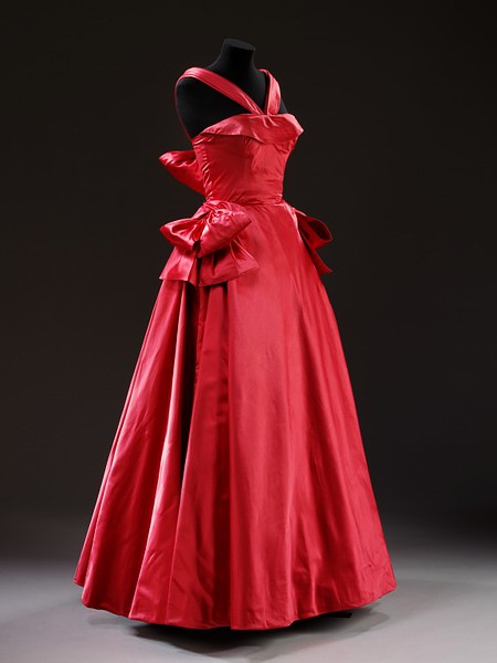 crimson evening gown