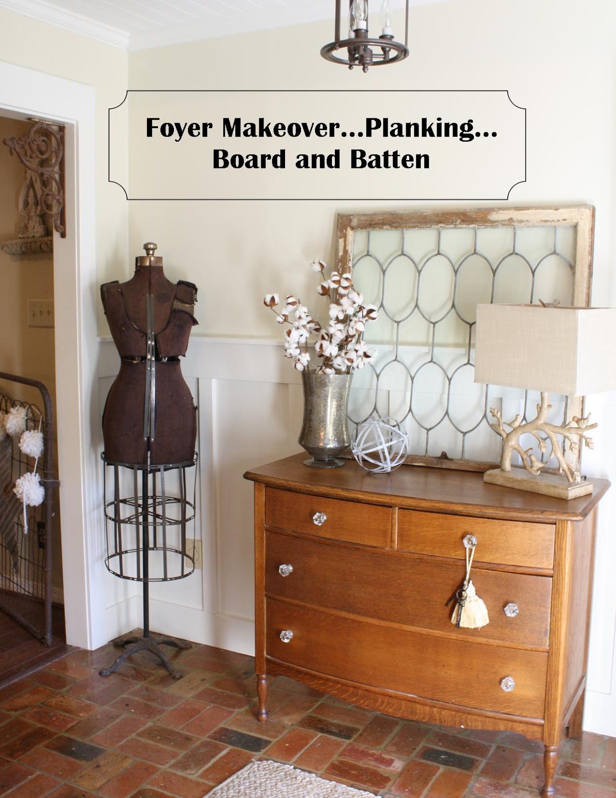 coastal charm foyer makeover planking board and batten