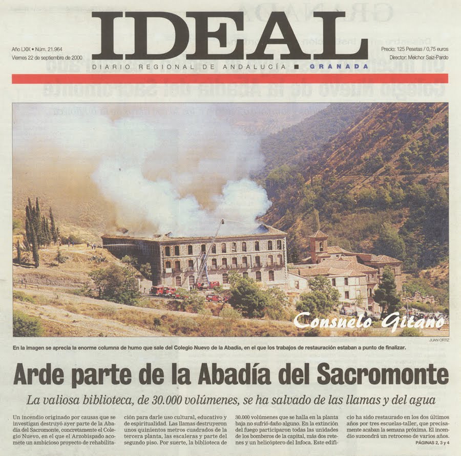 Arde parte de la Abadía del Sacromonte