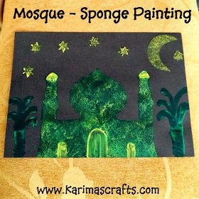 mosque sponge painting Ramadan Crafts Islamic Muslim