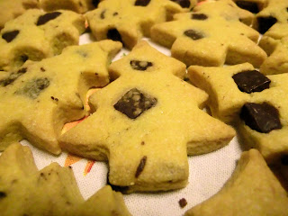 Chocolate shortbread cookies Christmas tree shape