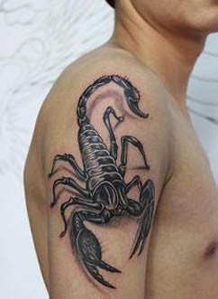 Tatuagem de escorpião no ombro masculina