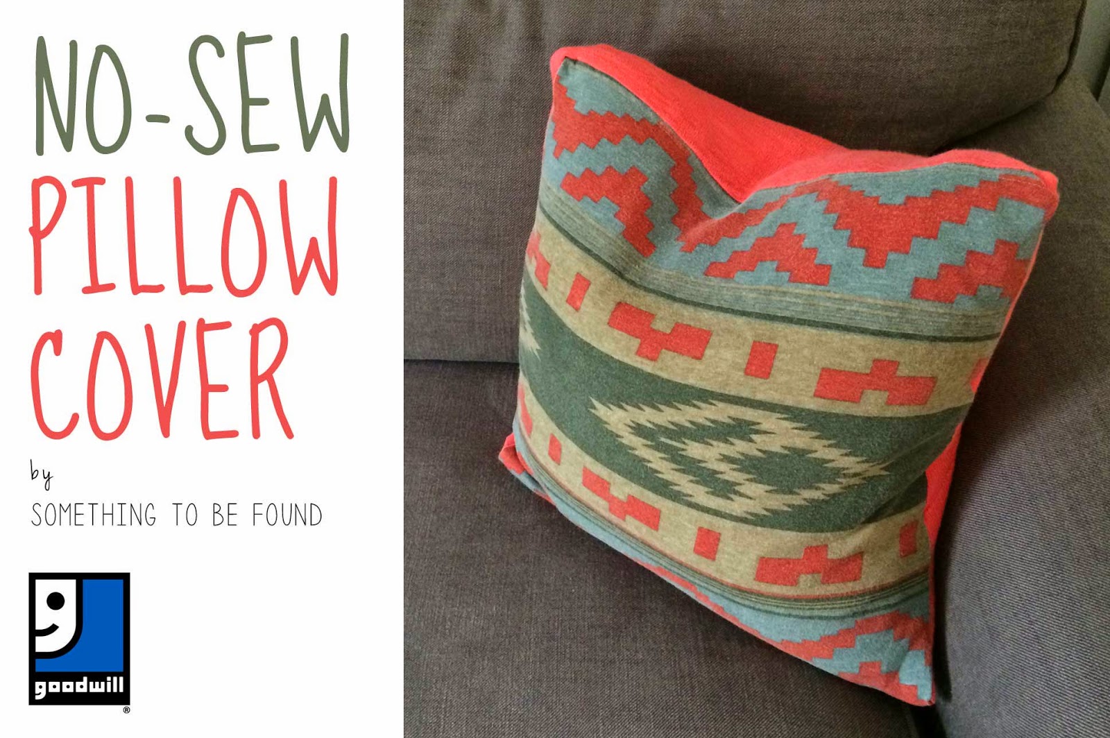 Something to be Found NoSew Pillow Cover Goodwill Project 23