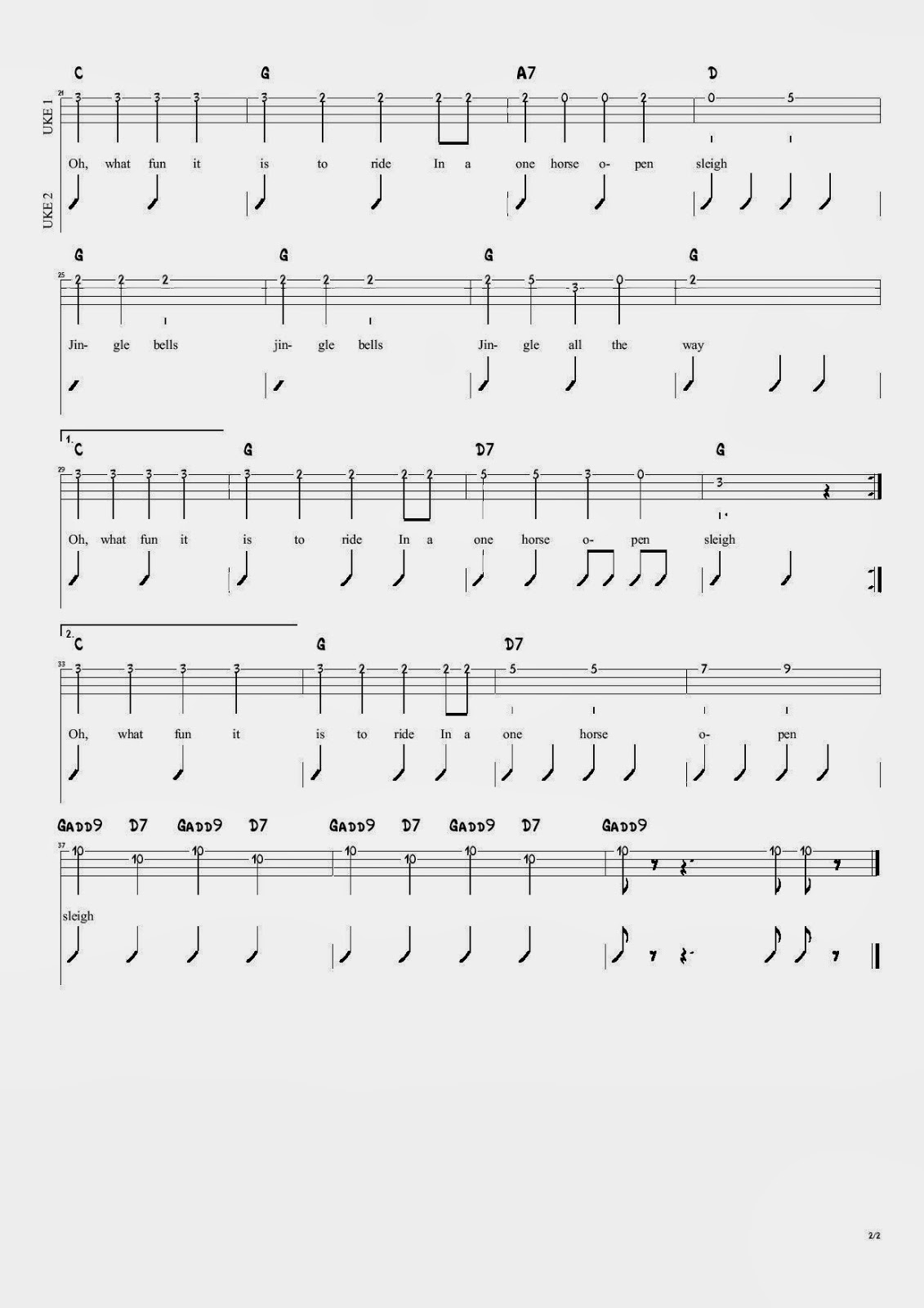 圍威喂 ukulele Jingle Bells [ukulele譜]