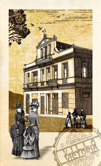 Dibujo casona "Villa Victoria", Valparaíso