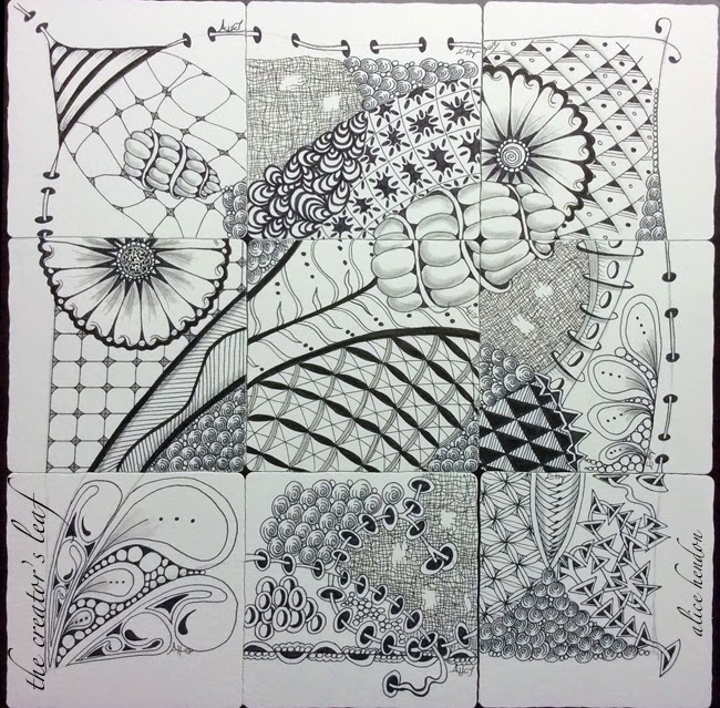 Alice Hendon, The Creator's Leaf, www.thecreatorsleaf.blogspot.com, Retreat to Paradise, zentangle curved line ensemble
