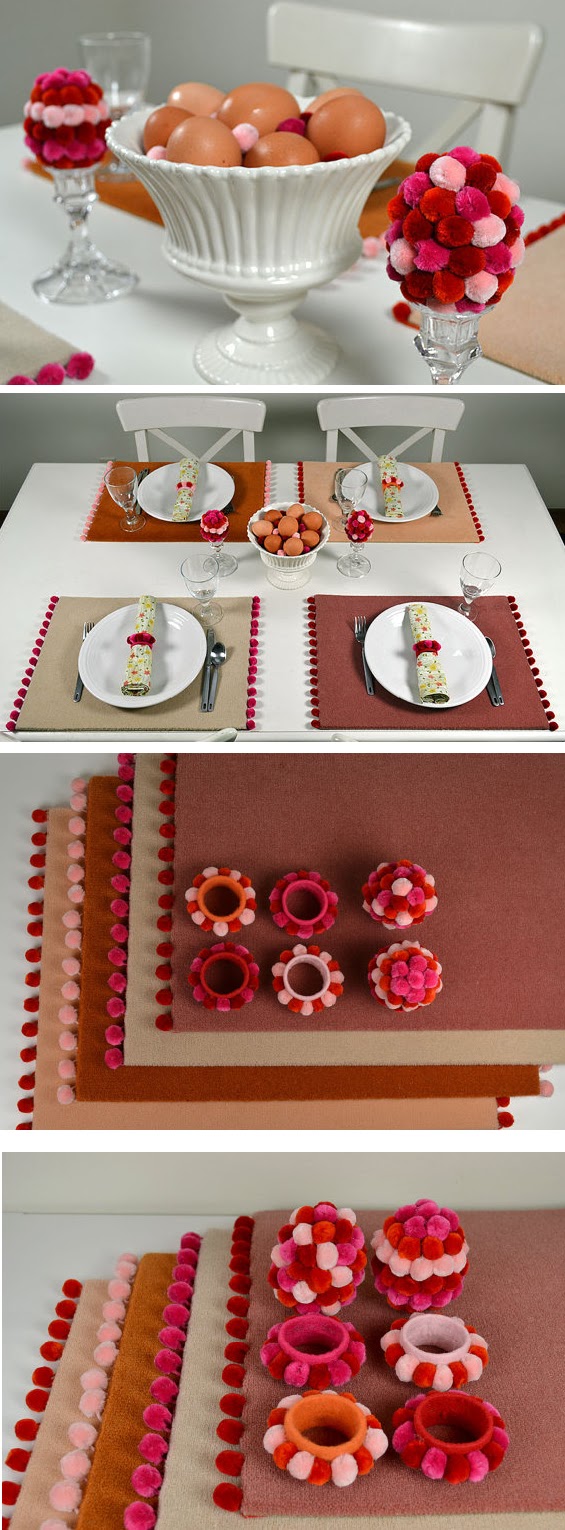 Carpet placemats, napkin rings diy craft TUTORIALS