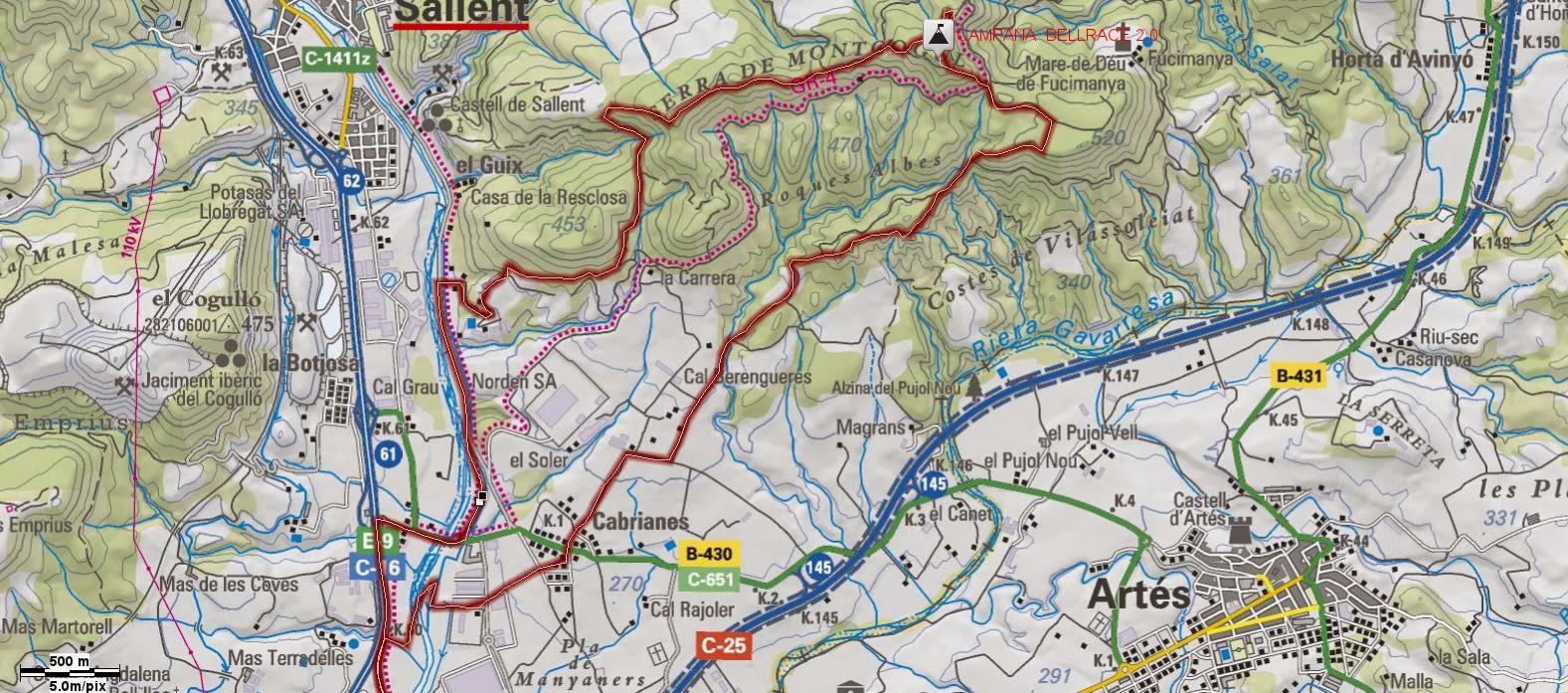 mapa recorregut cursa de muntanya Bell Race  de Sallent