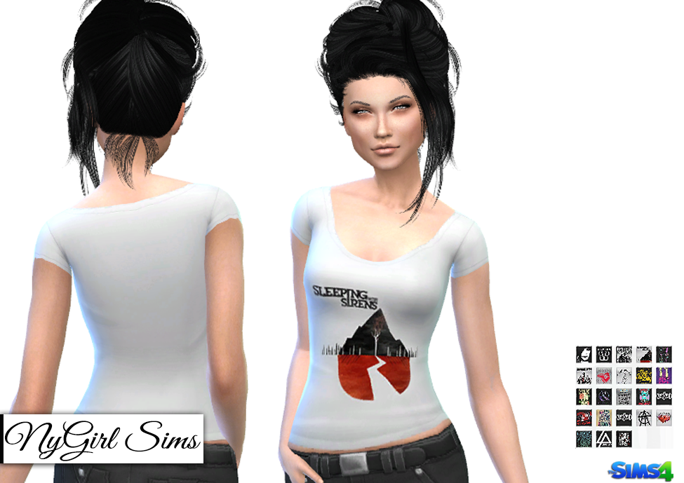 NyGirl Sims 4 Graphic Band Tees