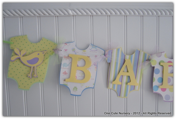 One Cute Nursery: Gender Neutral Baby Shower Banner - Pastel Colors