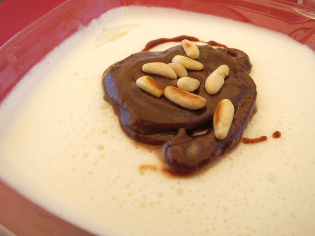 Pine nut panna cotta with nutella truffle topping Pine nut panna cotta with nutella truffle topping