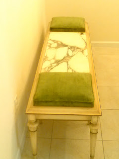 Vintage wooden bench with marble center Vintage wooden bench with marble center