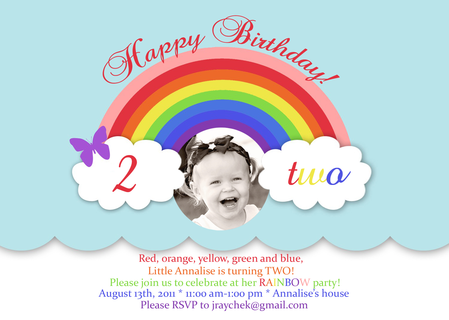 rainbow first birthday invitation template www