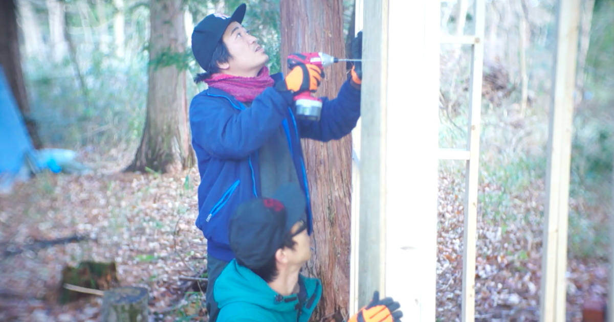 リトル・ナガセ 一坪小屋作り2日目【壁はり】