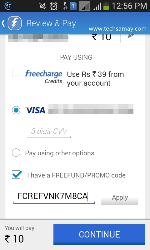 Freecharge promo coupons