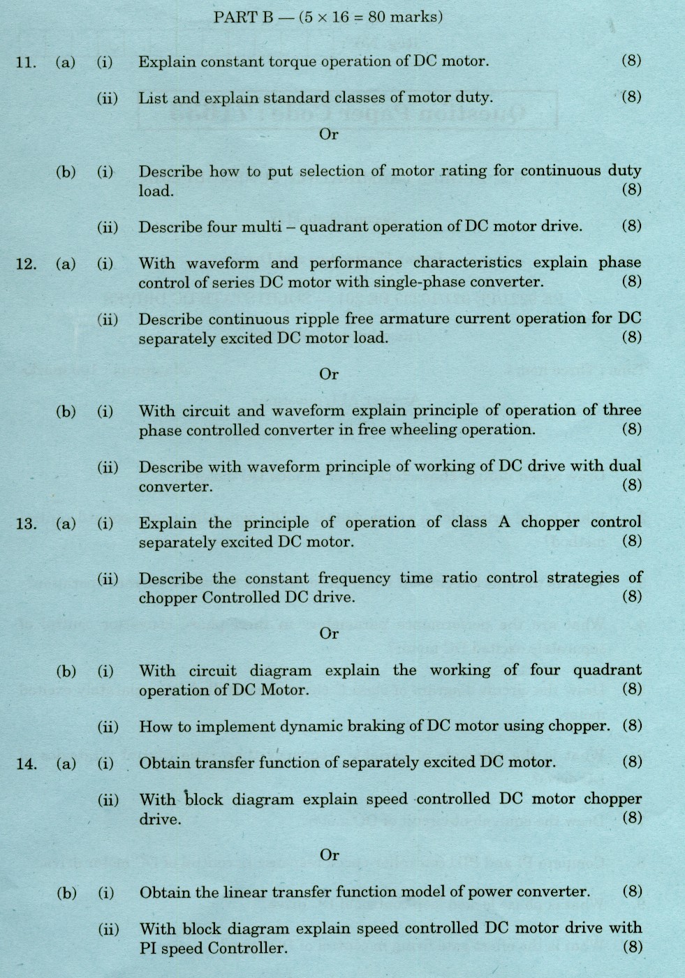 PE 9221 SOLID STATE DC DRIVES ANNA UNIVERSITY JUNE /JULY 2013 POWER