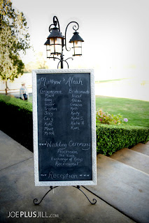 Chalkboard at Matt & Aleah's wedding at Hidden Meadow Photo by Joe+Jill Hidden Meadows wedding -- Chalkboard Photo by Joe+Jill