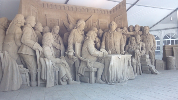 4th of July 2012, sand sculpture, signing Declaration of Independence, Pittsburgh PA, Point State Park
