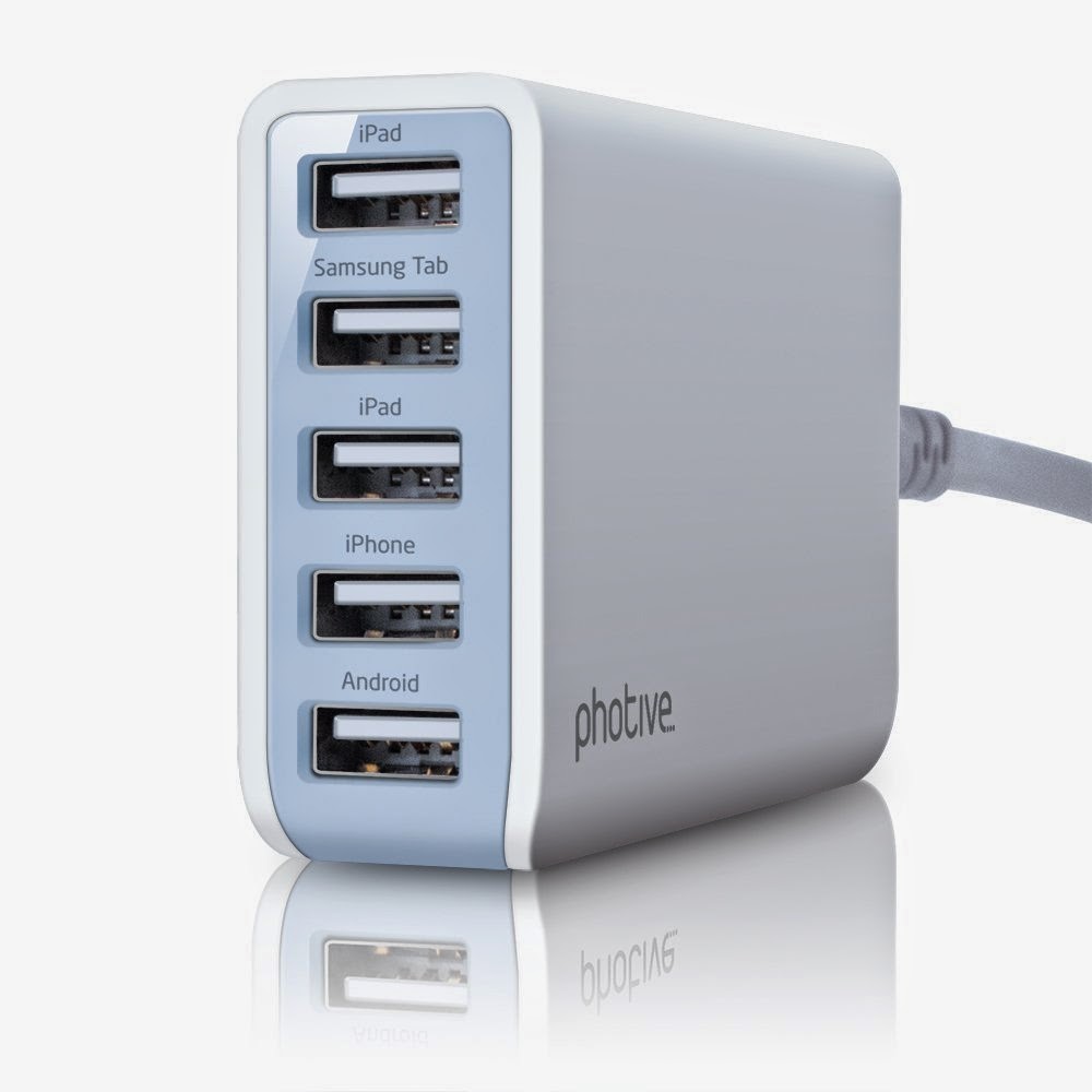 Multi-purpose travel charger Photive 25 Watt 5 Port USB Desktop Rapid Charger