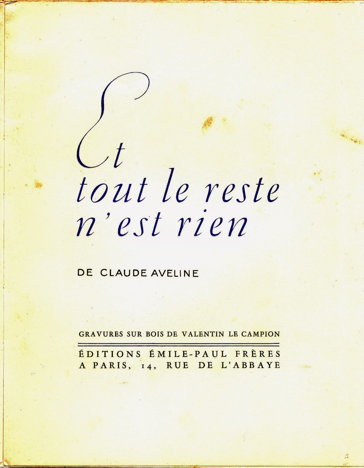 Miscellanées Claude Aveline (19011992)