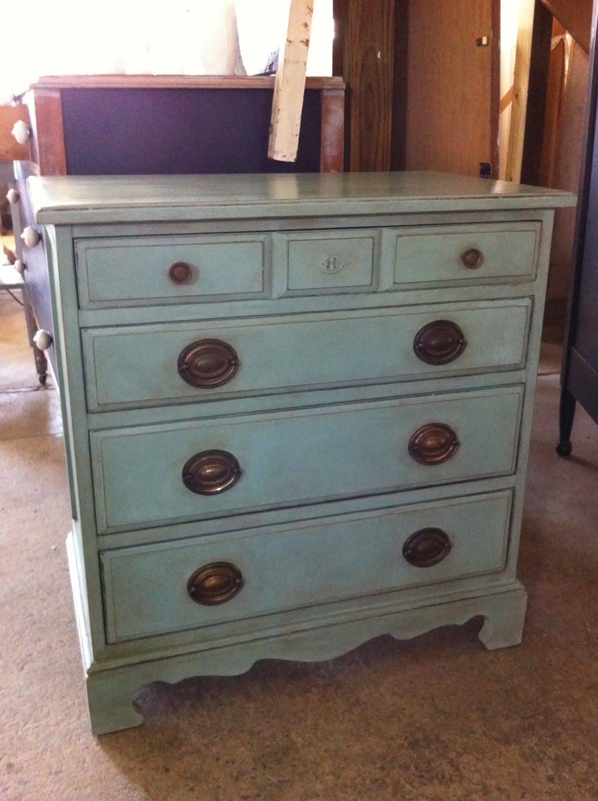 Surrendered Goods Chest of Drawers in Duck Egg & Dark Wax