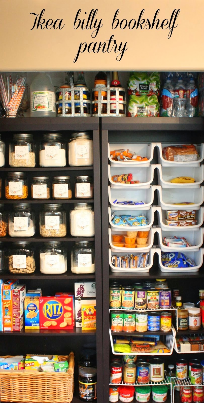 Lifehacker pantry made with Ikea bookshelves
