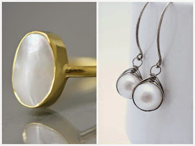 pearl jewelry, ring, earrings