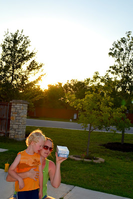 Kate Geesaman and son observing the solar eclipse - May 20, 2012