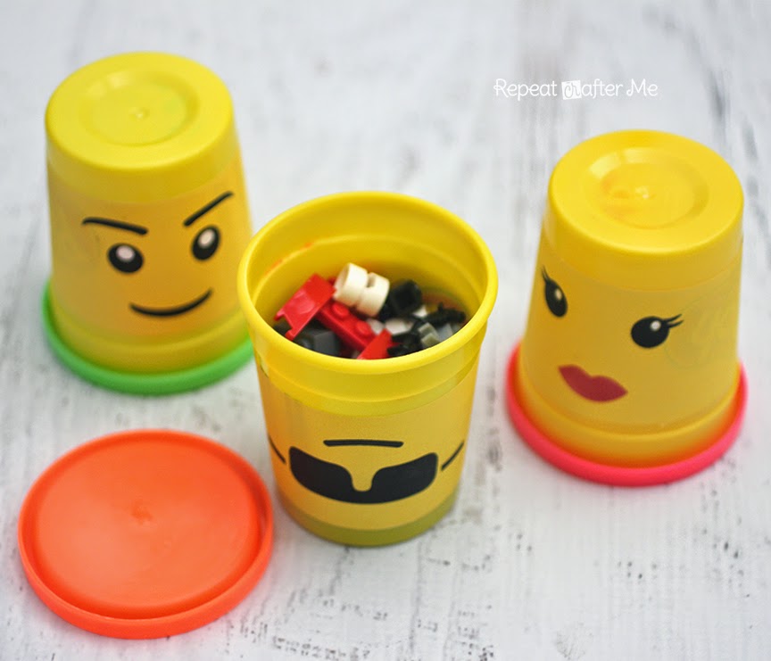 Repeat Crafter Me Lego Storage using Play Doh Containers