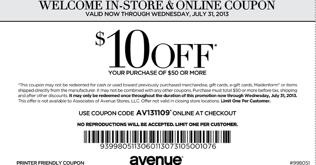 Avenue.com coupon code