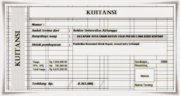 Berbagai Contoh Kwitansi Pembayaran Dan Softwarenya