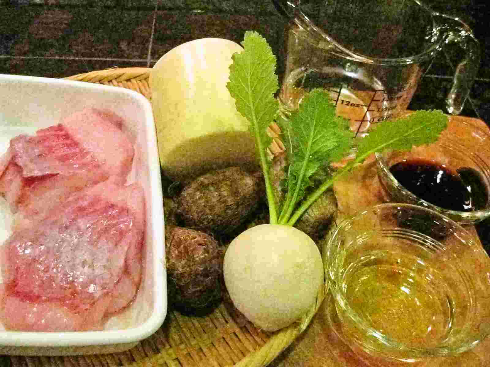 Recipes for Tom Ainame no oroshini, kabu to satoimo zoe / deepfried