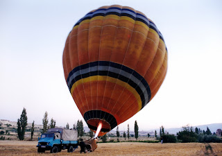 Balloon inflation, Cappadocia, Turkey
