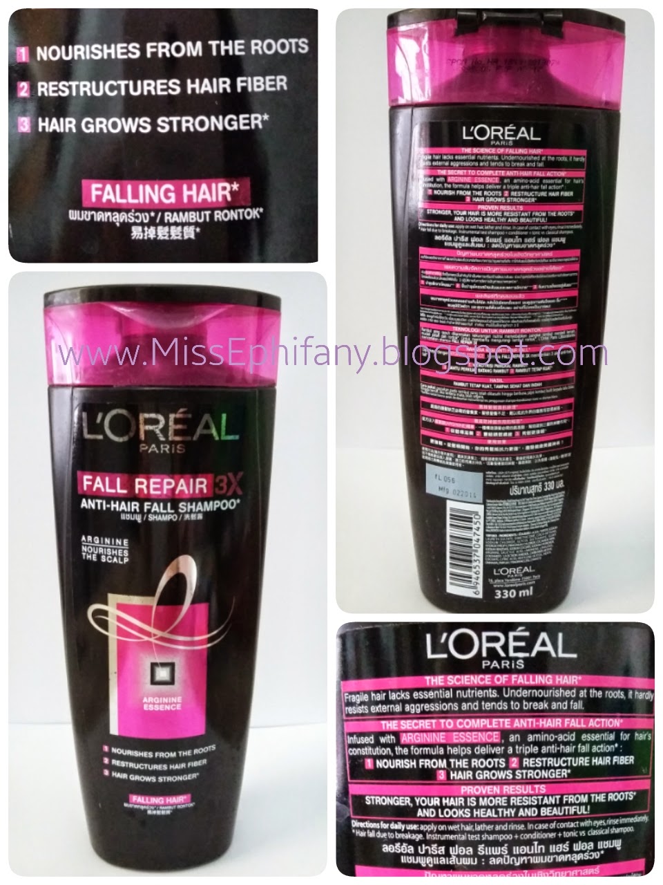 L'Oreal Paris Fall Repair 3X Anti-Hairfall Shampoo Review - Miss Ephifany
