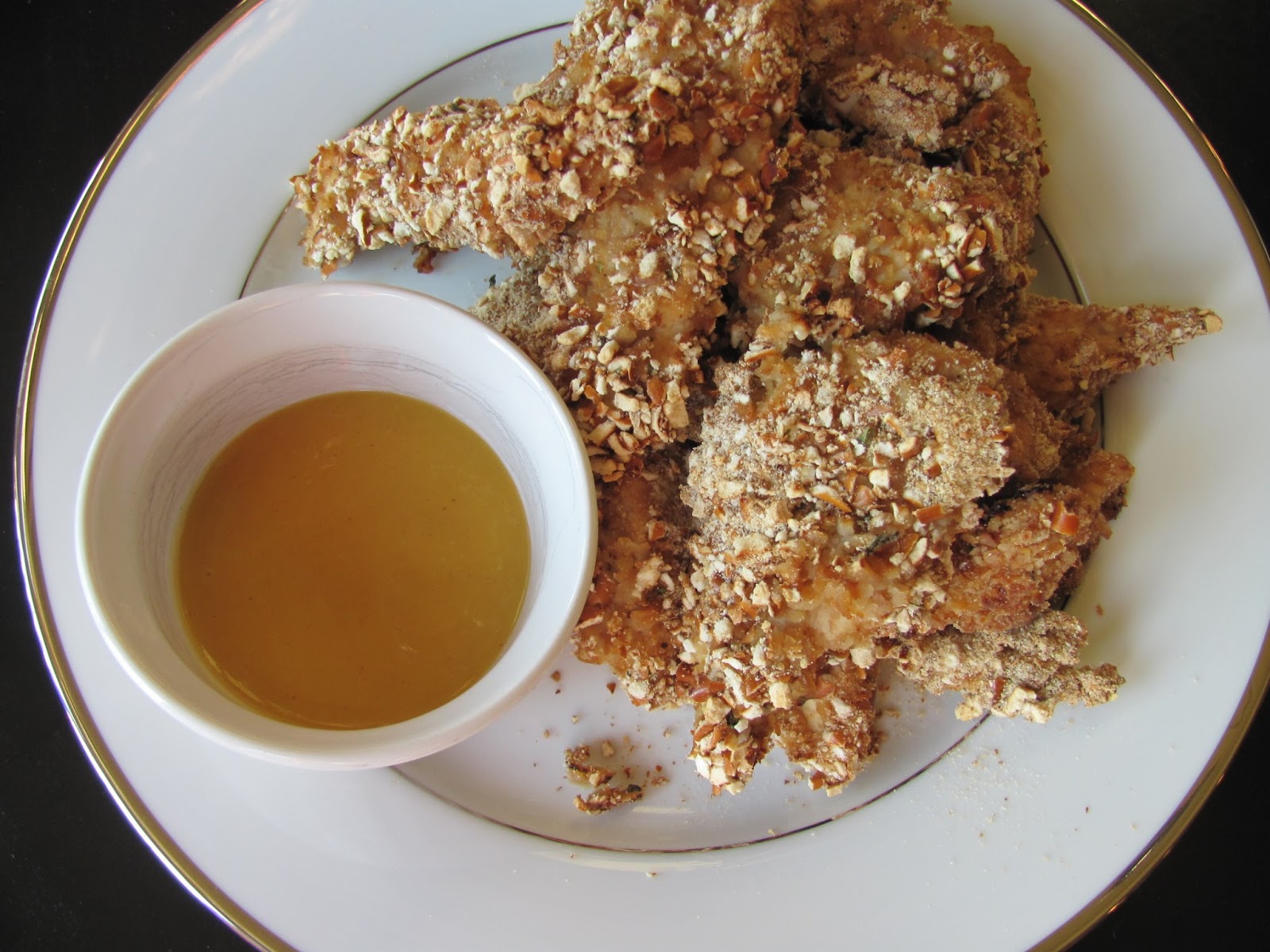 With Blonde Ambition Baked Panko Pretzel Chicken Strips with Honey
