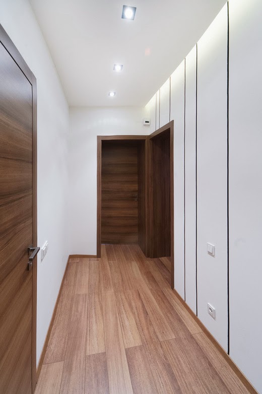 style of minimalism in living room, small area with two floors