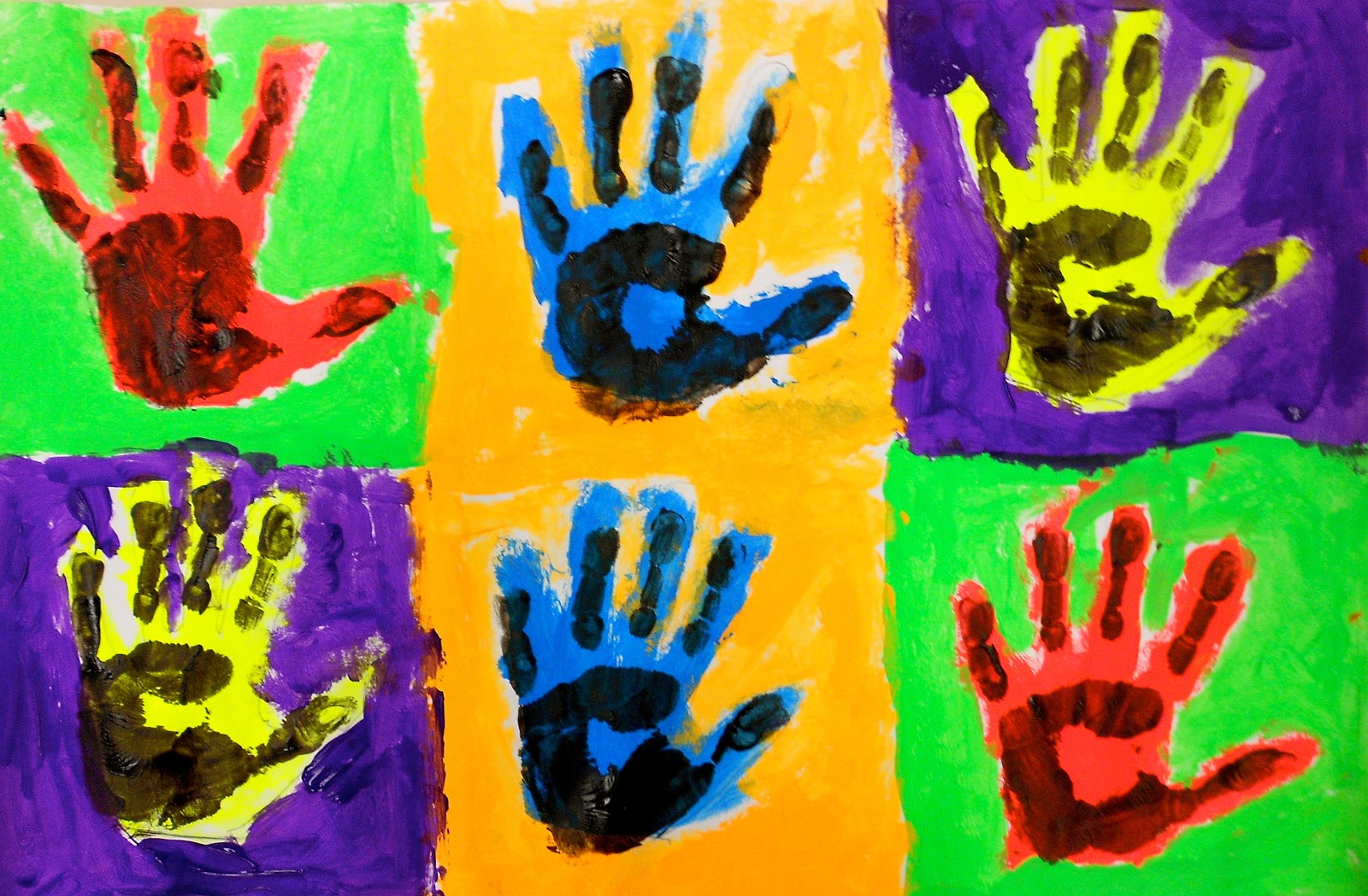 Art. Eat. Tie Dye. Repeat. Kindergarten Andy Warhol Pop Art Hands