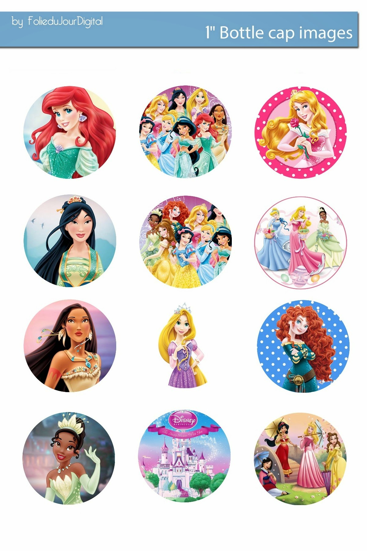 Free Bottle Cap Images Disney Princess free digital bottle cap images