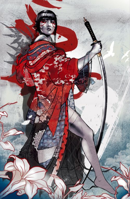 Kent Floris ilustrações incríveis arte Geisha mortal e sua espada Kent Floris ilustrações incríveis arte Geisha mortal e sua espada