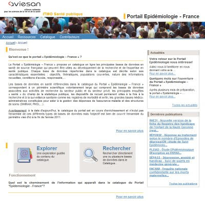 page d'accueil du du site Portail Epidémiologie - France