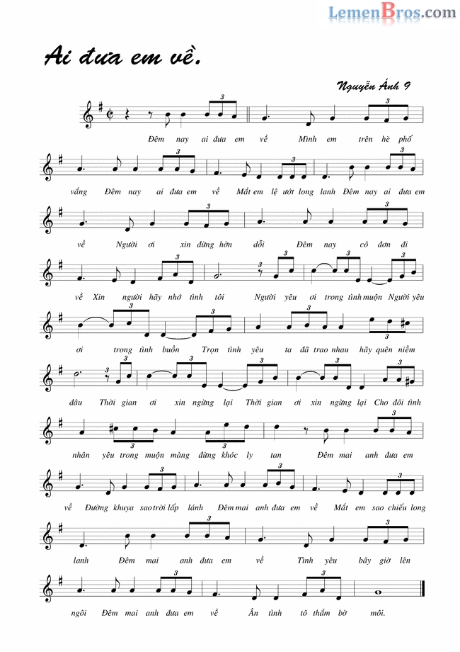 Nốt nhạc bài hát Ai đưa Em Về công ty in ấn