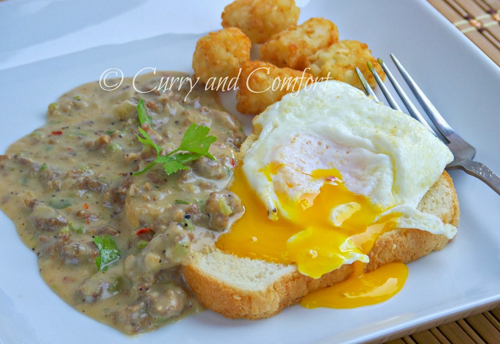 Kitchen Simmer Sausage Gravy on Toast with Eggs