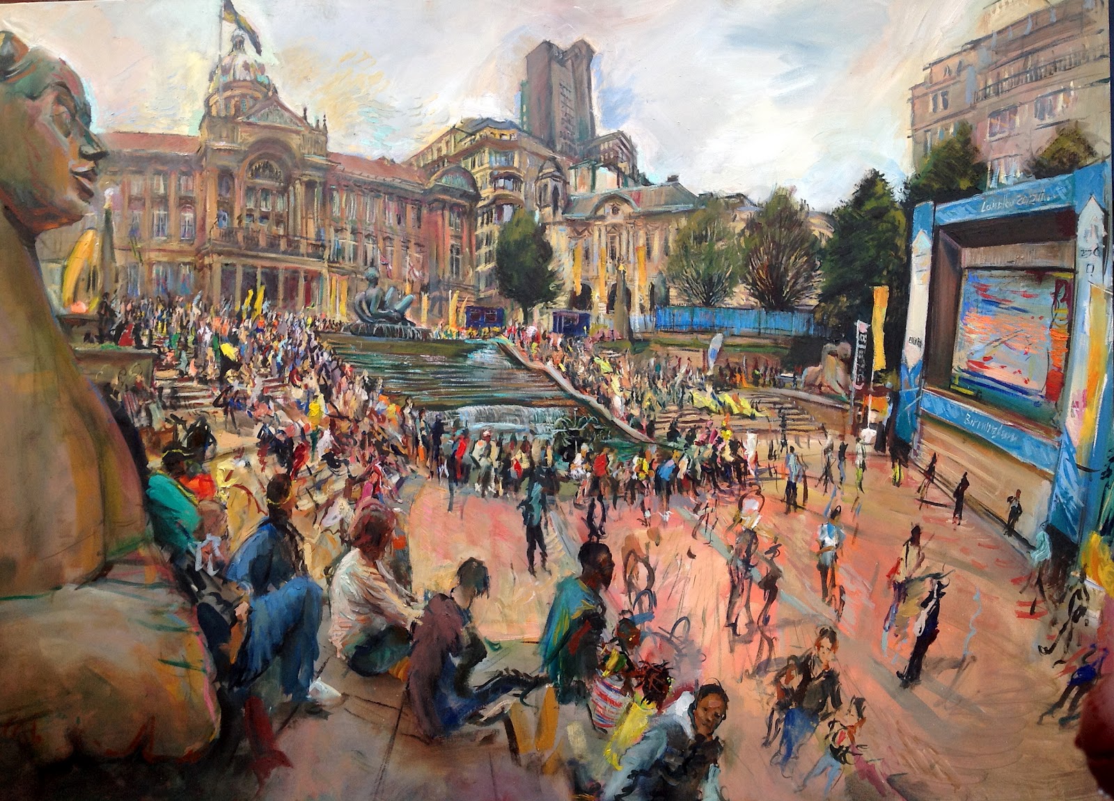 Year of the Boat Oil Painting 35 Birmingham watches the Olympics
