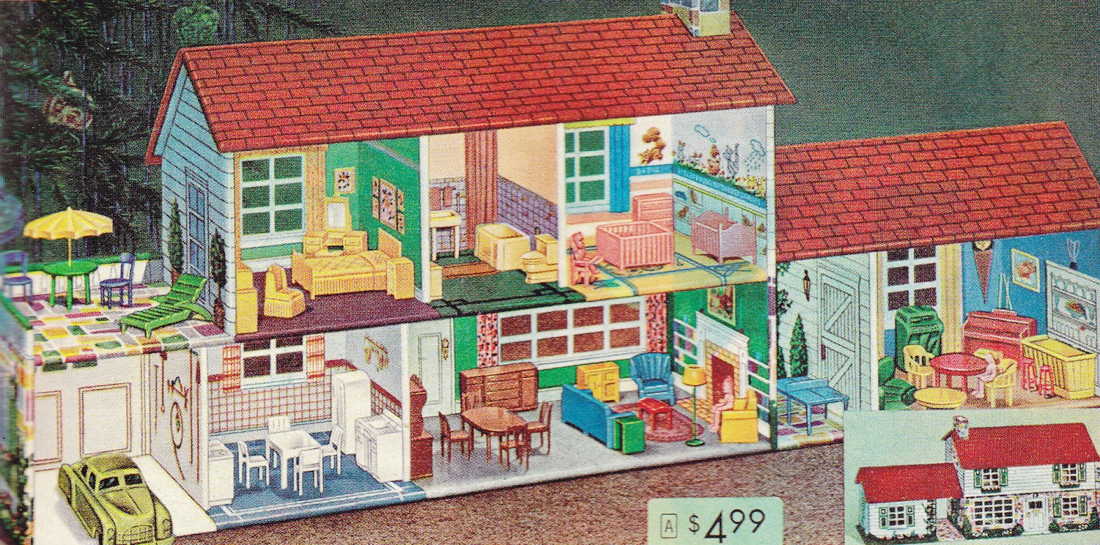 tin dollhouse 1960s