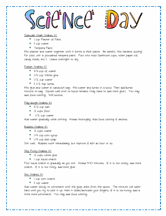 Easy recipes for science Easy recipes for science