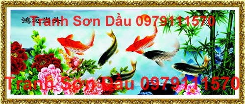 Tranh cá chép MS14 Tranh son dau, tranh sơn dầu, tranh ca, tranh cá, ca