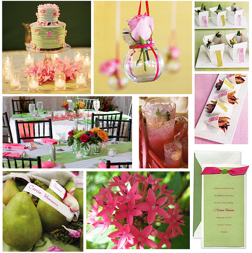 pink and green weddings